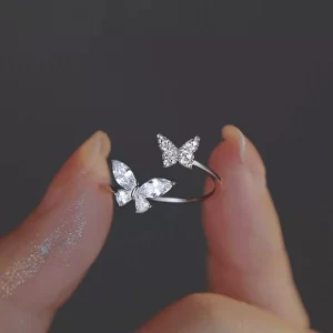 ANEL PRATA DE STRASS COM DECORAÇÃO